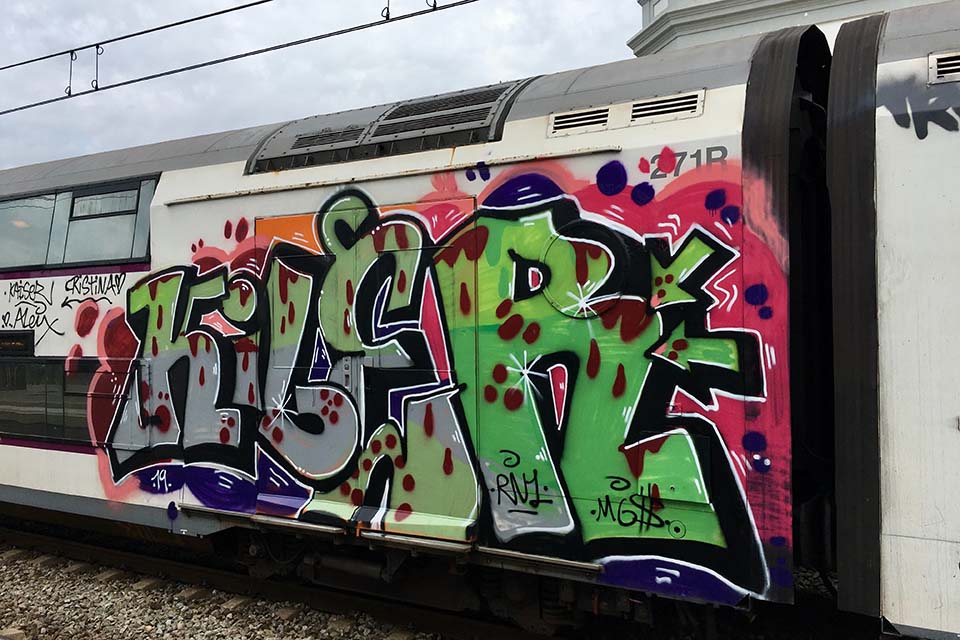 painted train. Pure graffiti in Barcelona