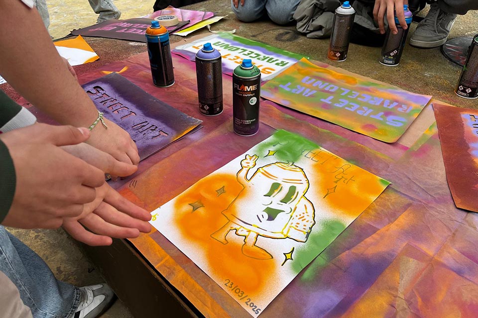 students' decoration at the street art tour