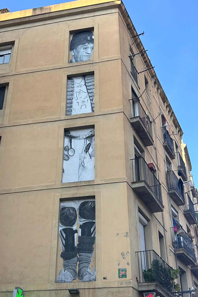mural paste up in a faccade