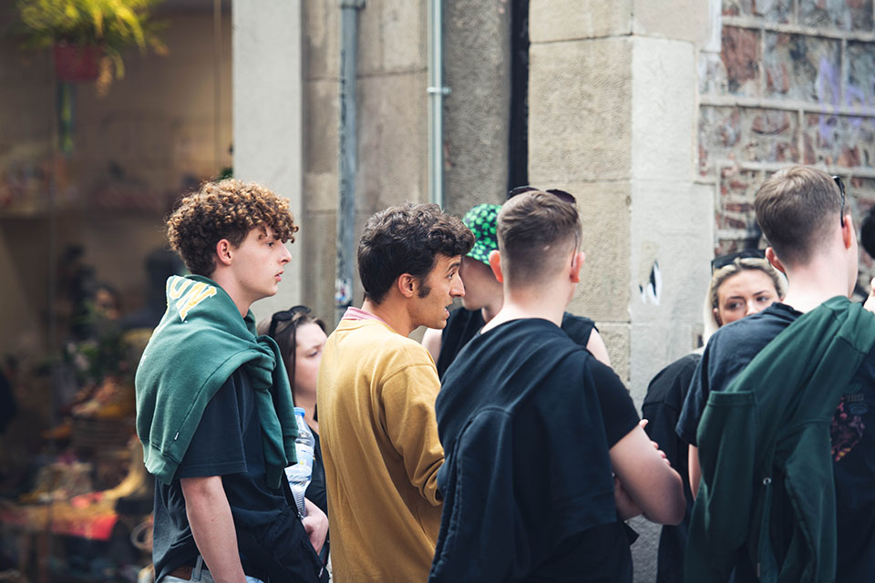 students listening to the guides' explanation