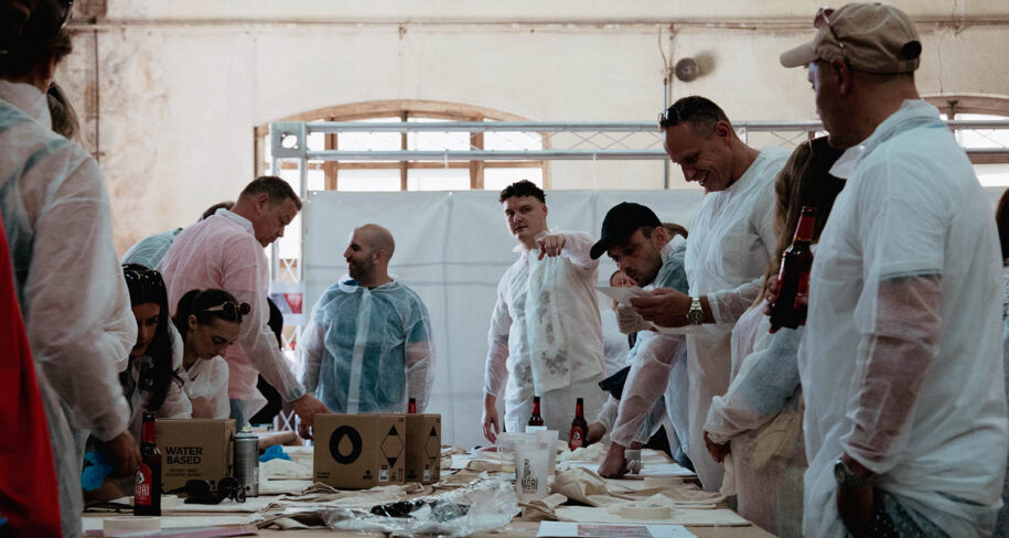 participants at one of the workstations set