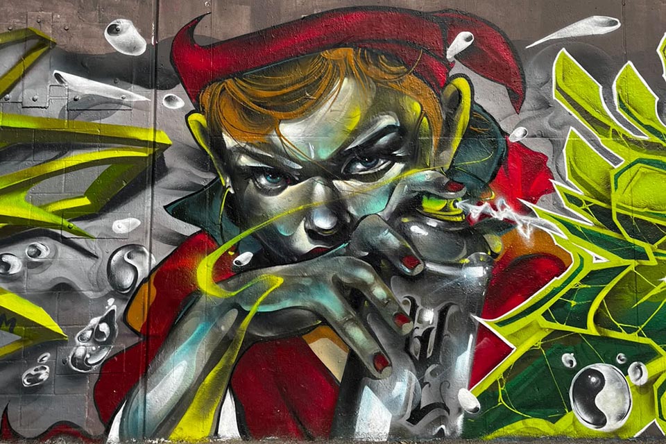 graffiti mural at Plaça Terenci Moix, Barcelona